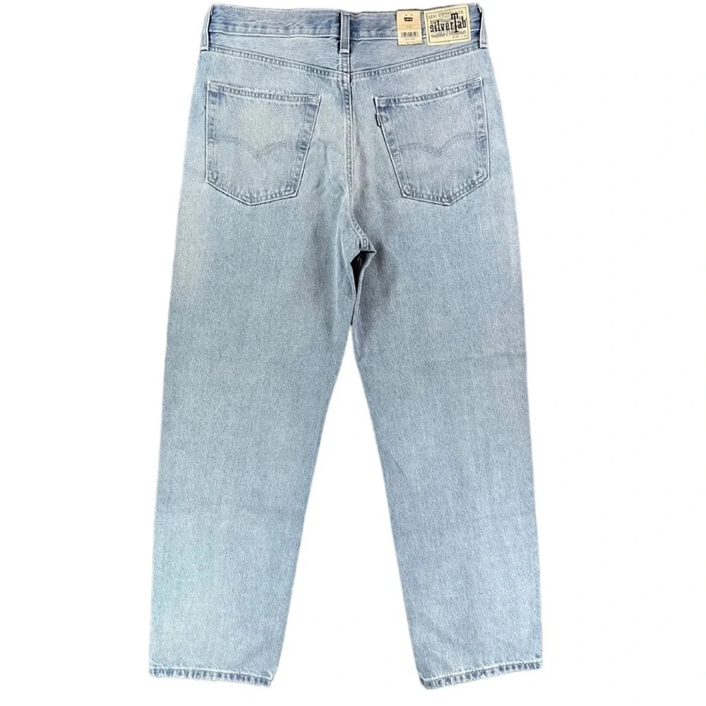 Levi's Silvertab Torn Distressed Mens Loose Fit 100% Cotton Light Blue Jeans Y2K - Picture 6 of 13